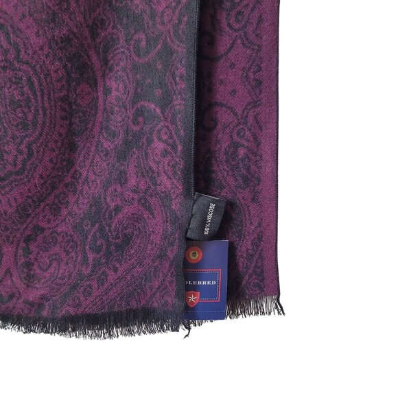 NWT - Saddlebred Purple & Black Paisley Scarf 74" Long 12.25" Wide Frayed Ends P - Picture 7 of 15